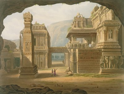 Großer ausgegrabener Tempel in Ellora im Jahr 1813, aus Band I von 